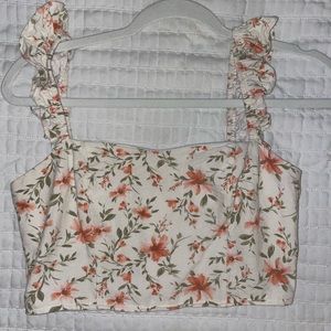 Floral Crop Top with Ruffled Straps